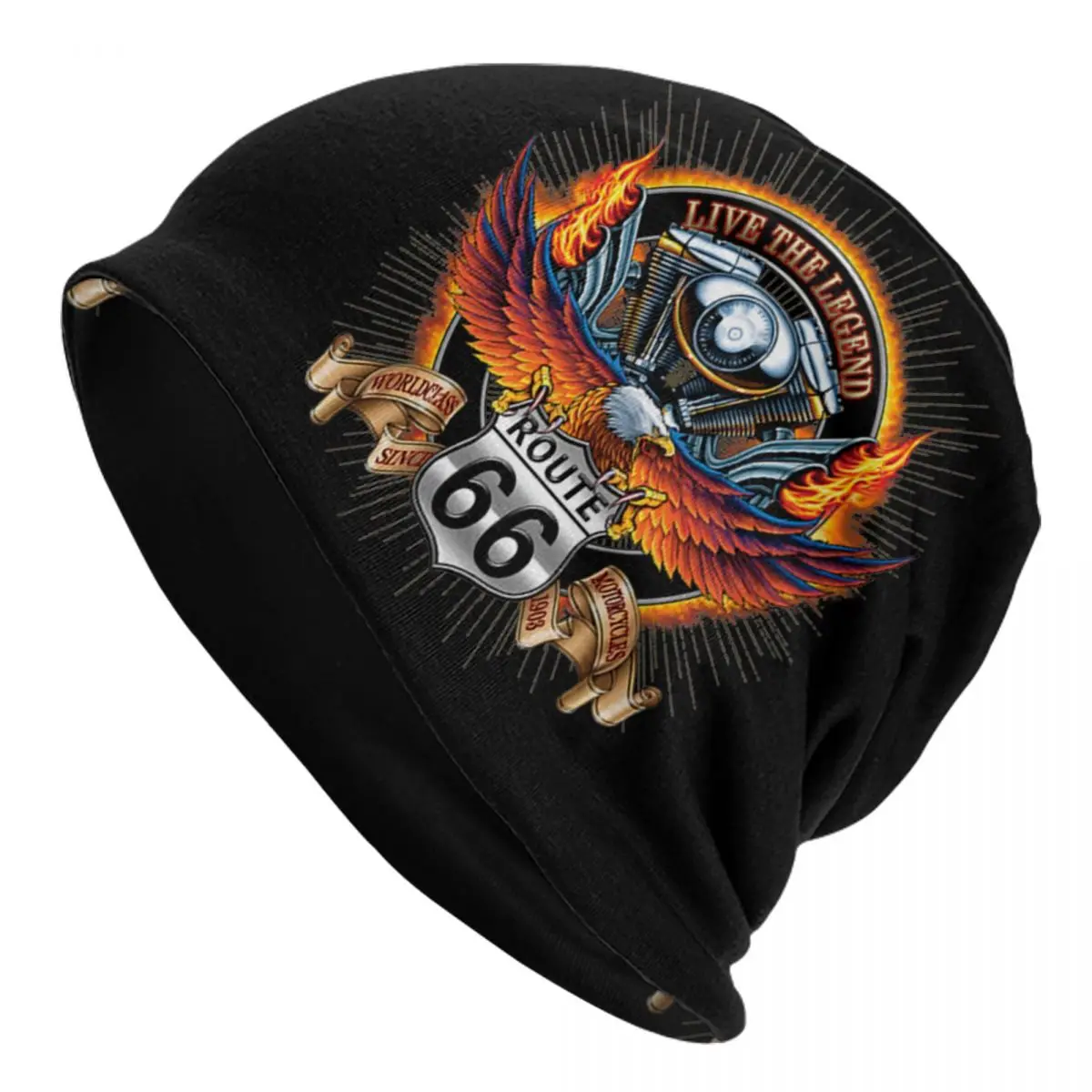 

Route 66 America Highway Skullies Beanies Hats Oldschool Spring Men Women Outdoor Caps Warm Dual-use Bonnet Hats