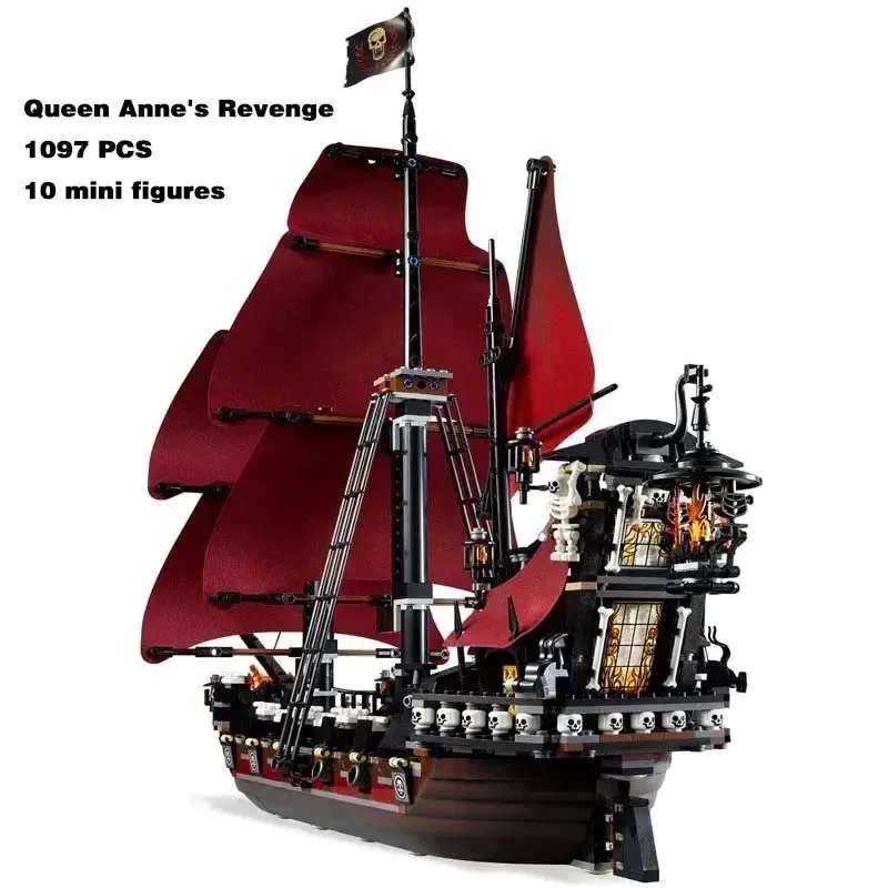 1097 PCS.Technical City Of The Caribbean Pirates Ships Building Blocks DIY 4195 Queen Anne's Revenge Ship Model Bricks Toys For