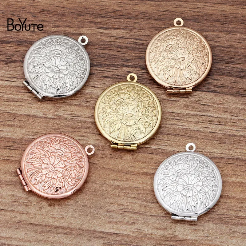 BoYuTe (10 Pieces/Lot) 27*6MM Metal Brass Sunflower Carved Floating Locket Factory Direct Wholesale Diy Photo Locket Pendant