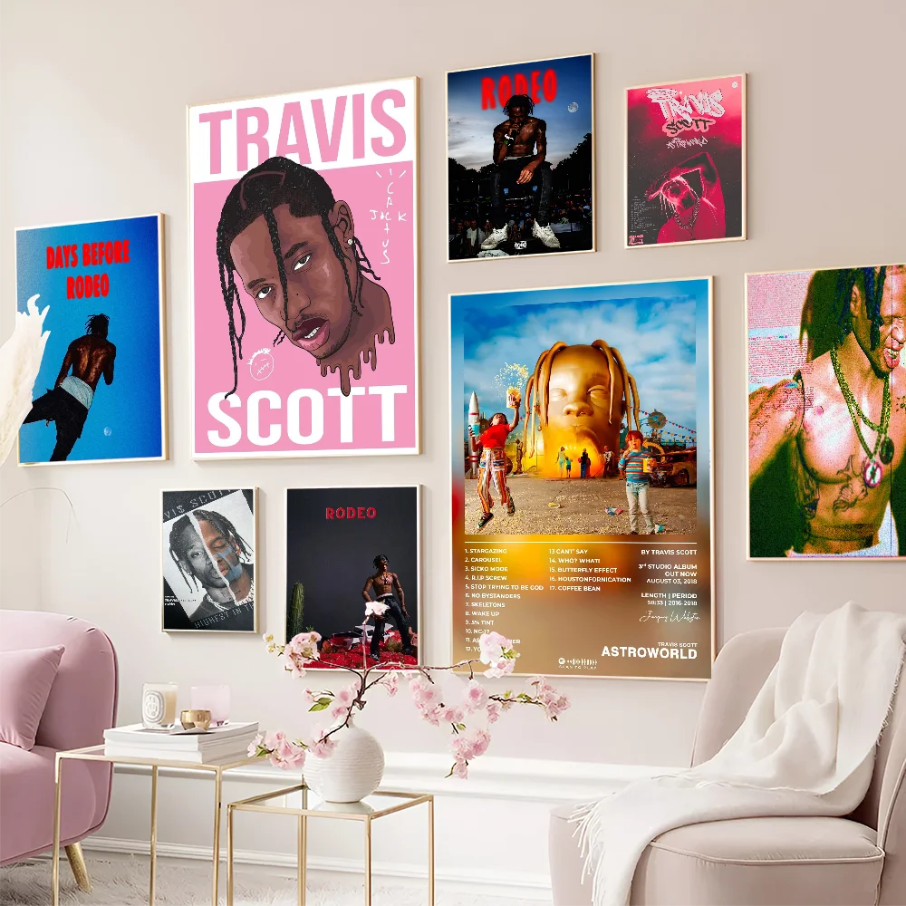 T-Travis S-Scott R-Rodeo DIY Sticky Poster Fancy Wall Sticker For Living Room Bar Decoration Wall Decor