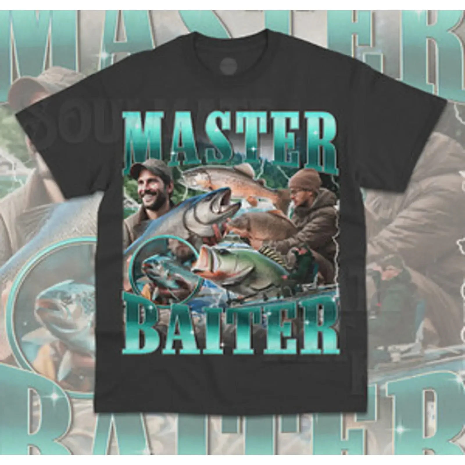 Master Baiter T Shirt Funny Meme Fish Fishing Lover Fisherman  vintage Washed Versatile Breathable Top For Everyday Wear