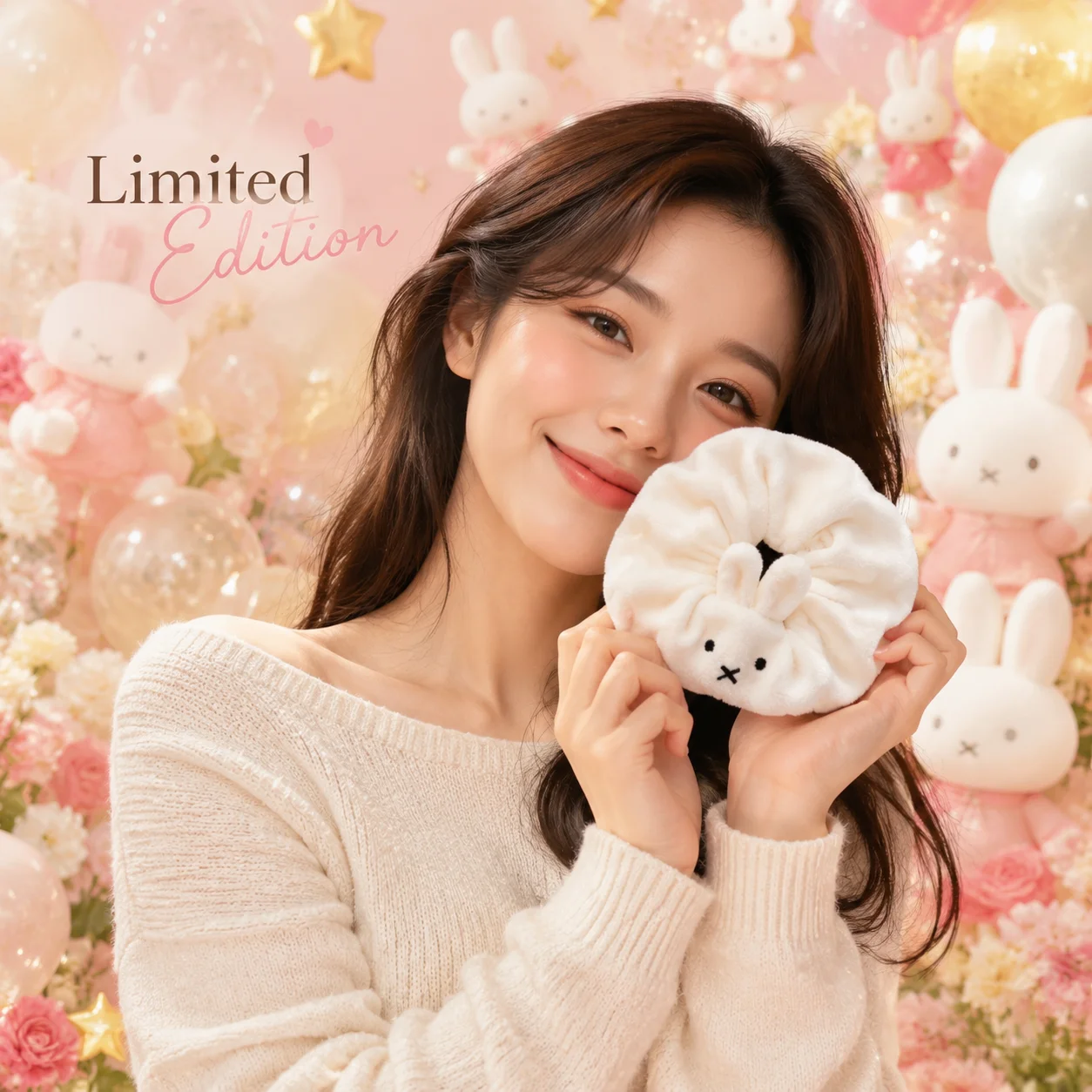 Large Intestine Hair Ring Miffy Cartoon Rabbit Shape Leather Band Cute Creative Sweet Heart Girl Gift High Value Head Rope