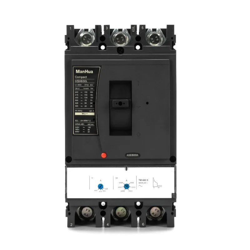 

ManHua Breaking Capacity 150kA 100A 250A 600A 3P 4P Triple Pole TMD MCCB AC415V Molded Case Circuit Breaker