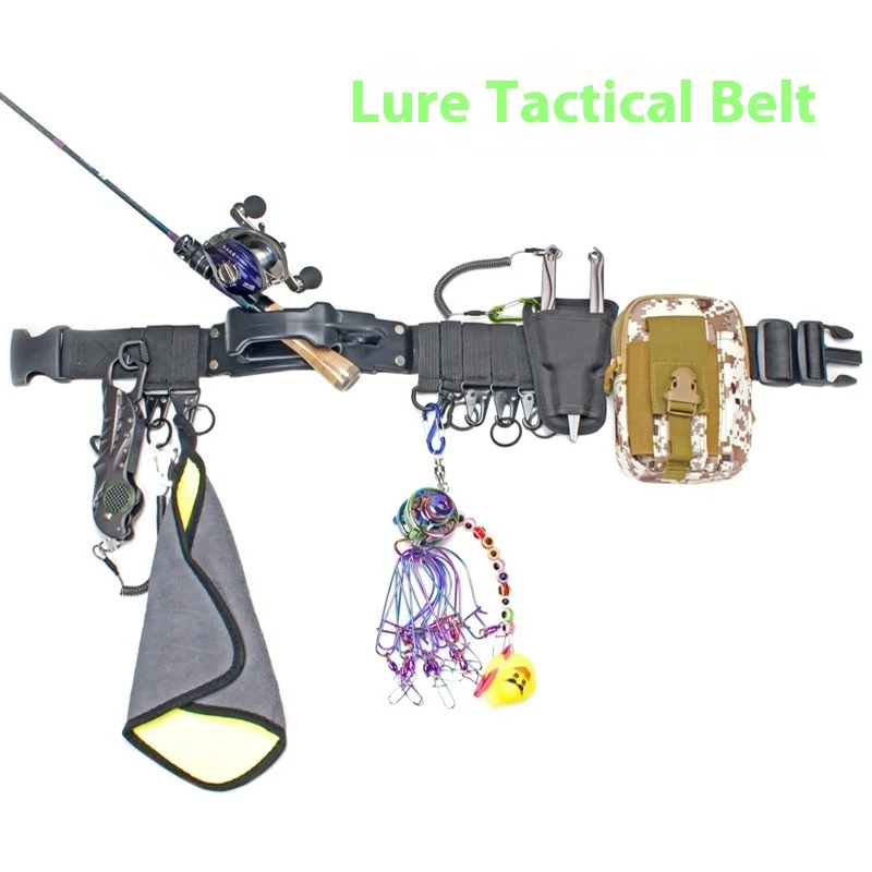 

Многофункциональный рыболовный ремень с держателем для удочки и сумкой для хранения, легкая поясная сумка для ловли на скалах и приманок, снаряжение для прогулок