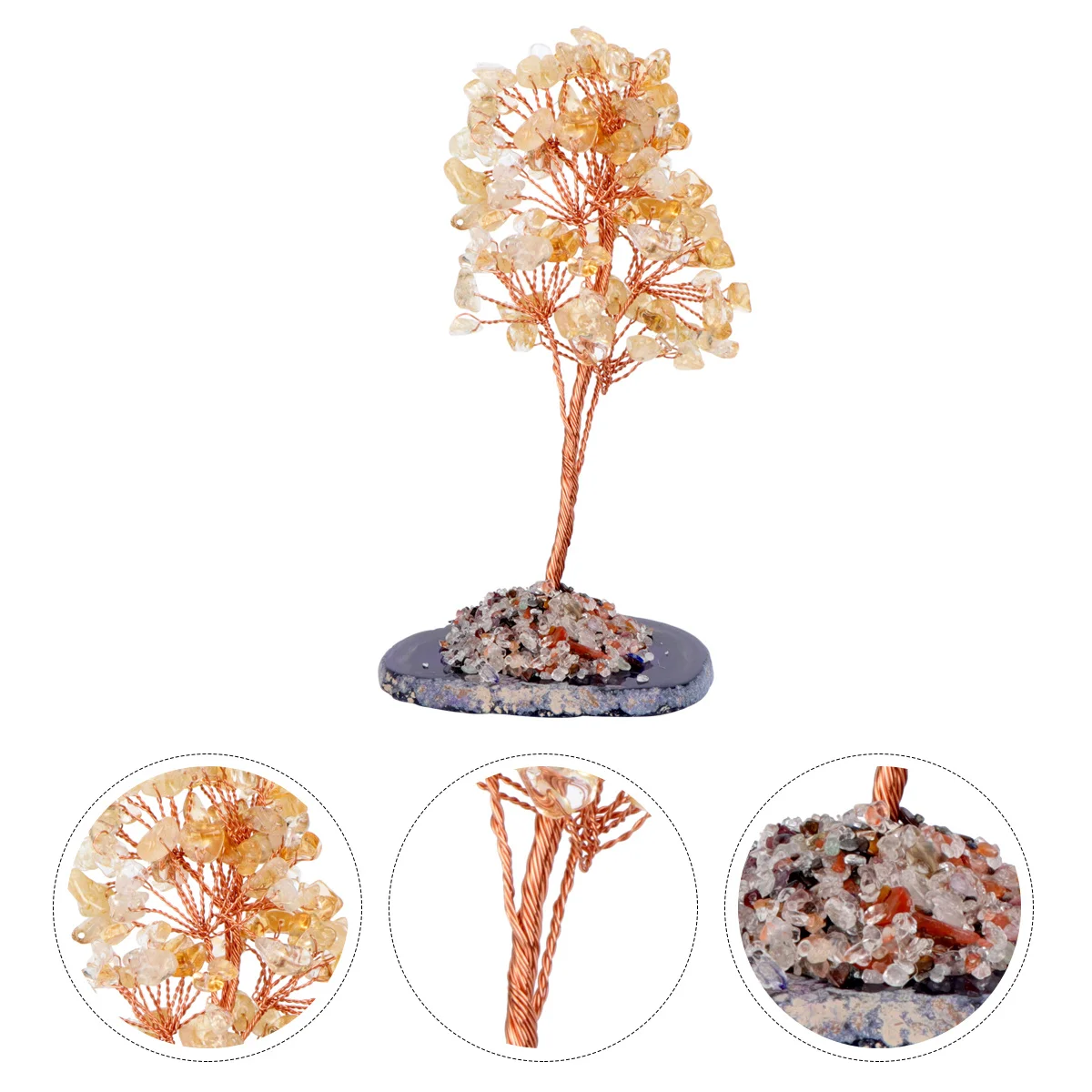 

1Pcs Yellow Crystal Money Tree Desktop Ornament Feng Shui Wealth Prosperity Bonsai Style Crystal Money Bag Tree Ornaments
