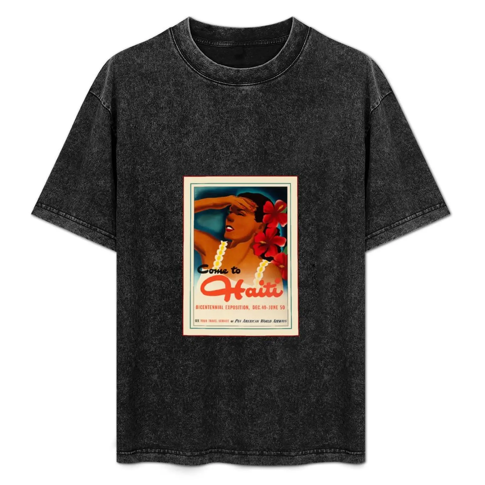 

Vintage Travel Haiti T-Shirt Fashion Graphic Tee for Men