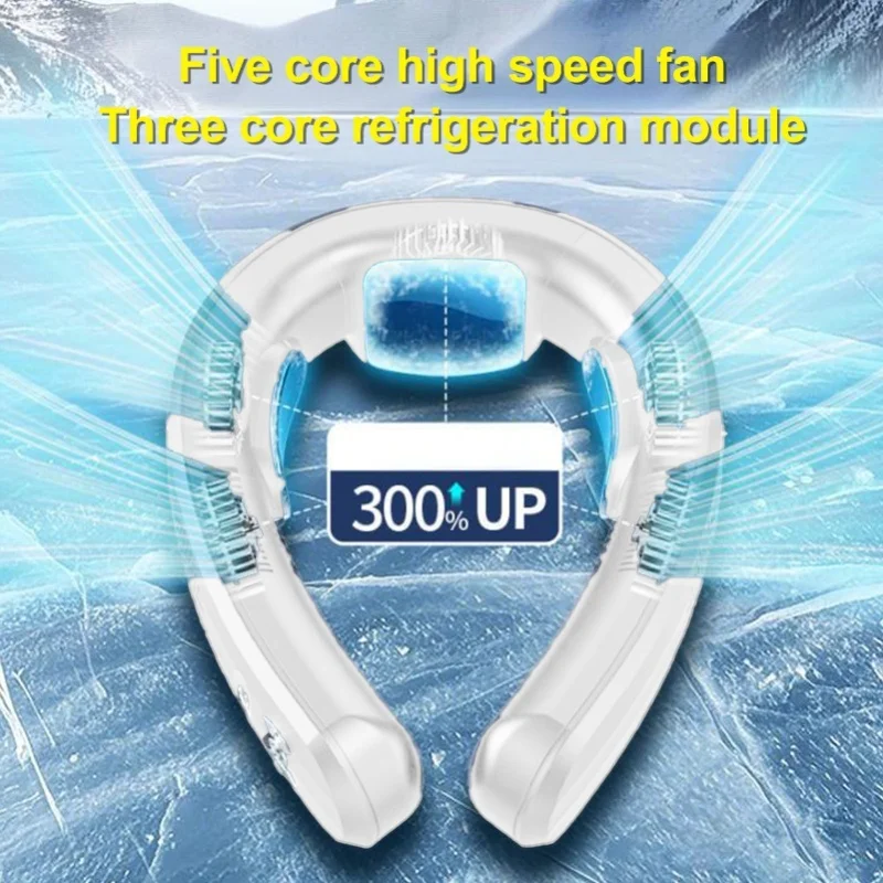 Portable Neck Fan Heating Cooling 3 Speeds Wearable Personal Fan Battery Operated Lightweight for Travel Beach Outdoor