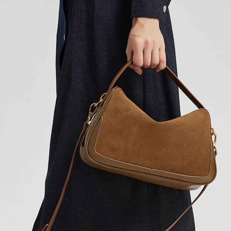 2025 حقيبة نسائية جديدة فاخرة مصمم حقائب كروسبودي انقسام جلد البقر حقائب النساء الجلد المدبوغ متجمد جلد البقر حقيبة كتف الإناث