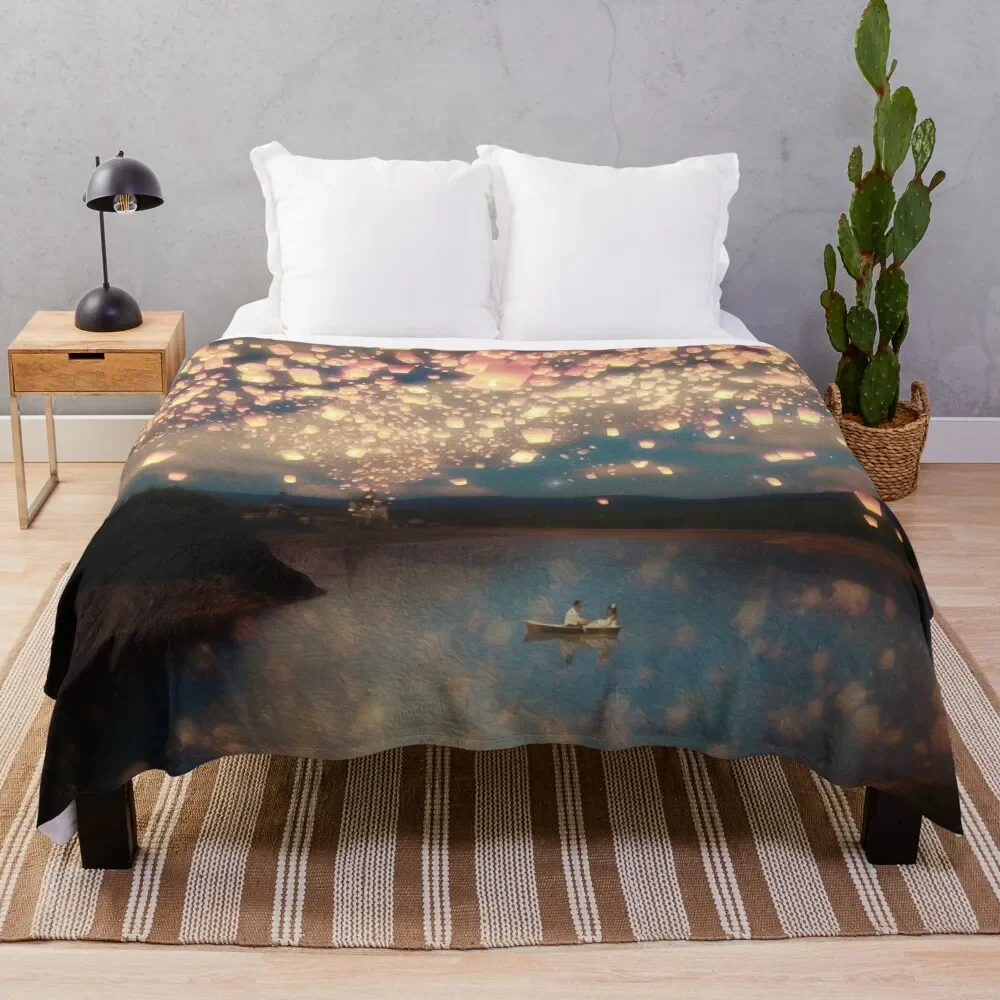 

Wish Lanterns for Love Throw Blanket Spring Fall Cozy Throw Blanket for Couch