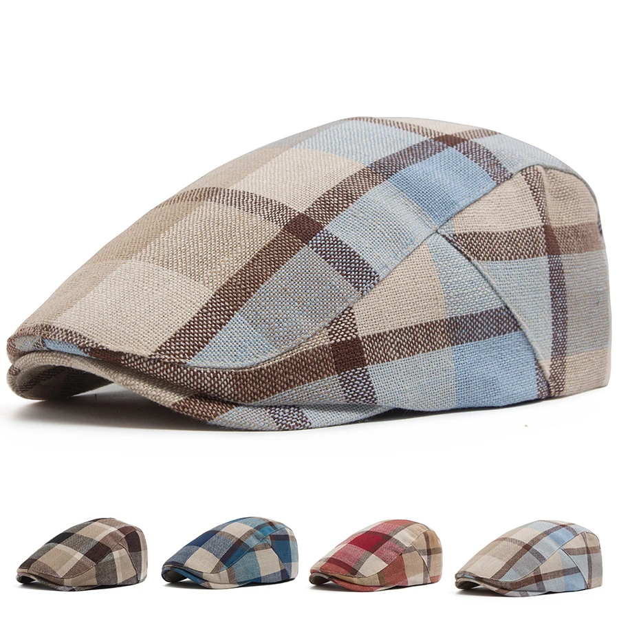 Newsboy Cap Ivy - メンズ・レディース ヴィンテージ風 チェック柄 フラットキャップ カジュアル アイビーハット