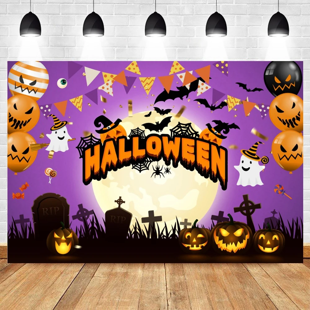 خلفية الكرتون هالوين ، فانوس اليقطين ، ليلة القمر ساحرة الجمجمة ، حفلة عيد ميلاد الطفل ، الاطفال صورة التصوير الخلفية