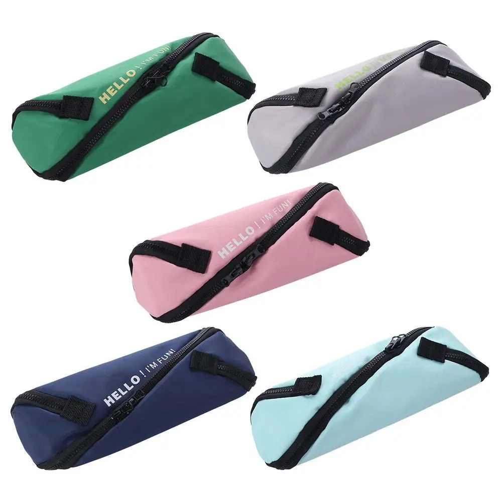 Multifunctional Canvas Pencil Case Japanese Style S Design Zipper Stationery Bag Large Capacity Simple Pen Bag School