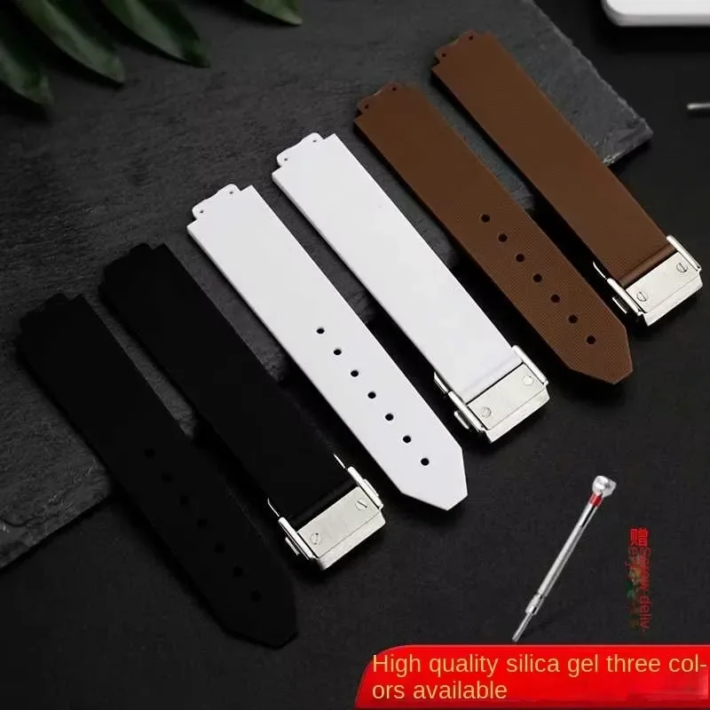 For Hublot Female Women Rubber Strap Quartz Fusion Silicone Watch Accessories Band Wristband 18mm watch Buckle 20*13MM