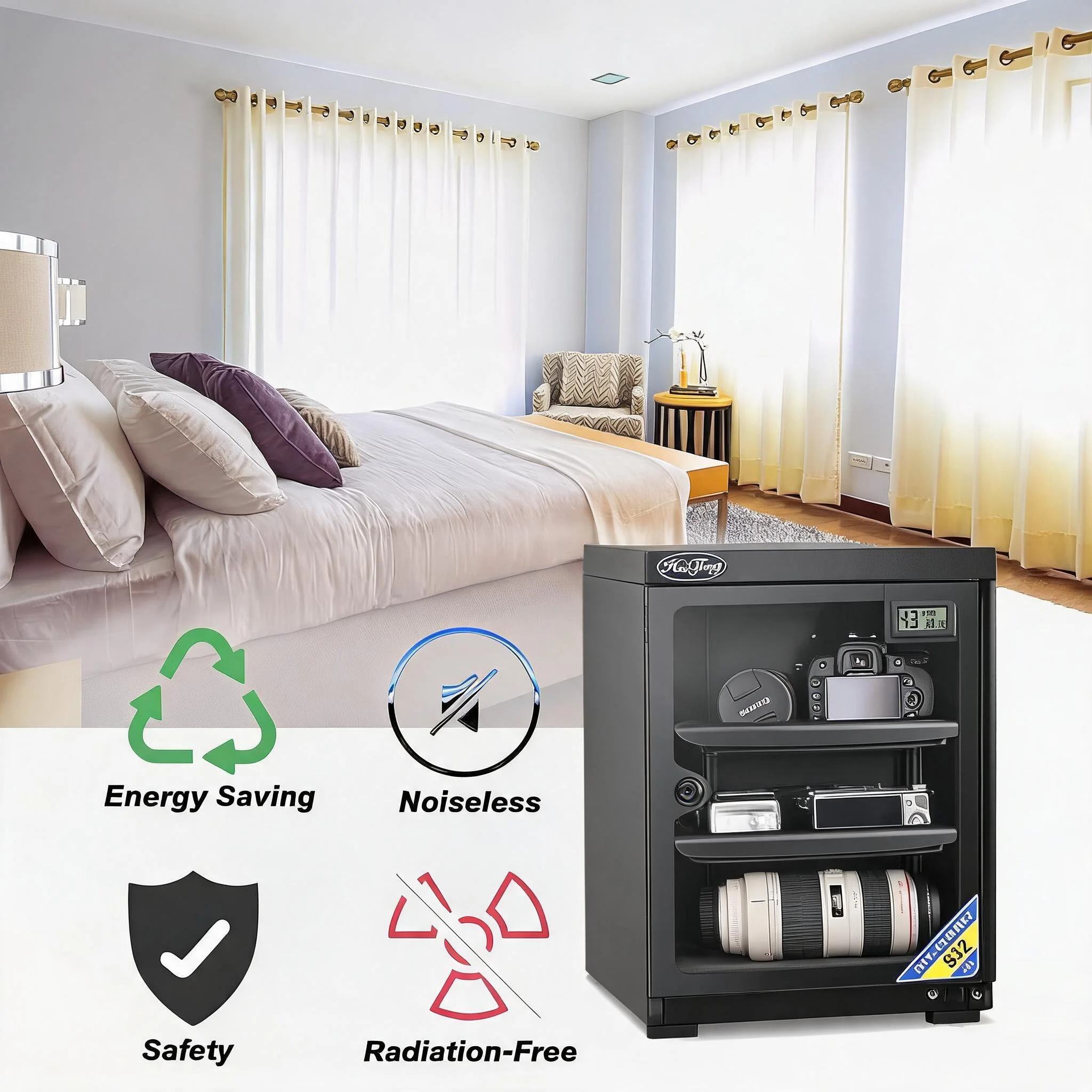 32L/50L/60L Electronic Dry Cabinet Professional Photo Equipment Dehumidifier for Camera Lens Stamps Moisture Proof Storage Box