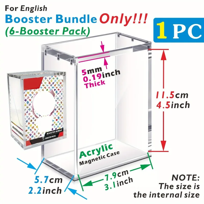1/2pcs Acrylic Card Storage Box with Magnetic Closure Stackable for 6 Booster Bundle Elite Trainer Cards/Trading Game Cards TCG - Detail 1
