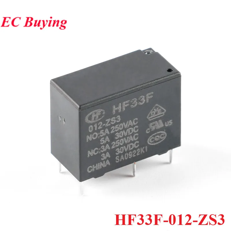 1Pc-10Pcs Relays HF33F 005-ZS3 012-ZS3 024-ZS3 DC 5V 12V 24V 5A HF33F-005-ZS3 HF33F-012-ZS3 HF33F-024-ZS3 5Pin Power Relais