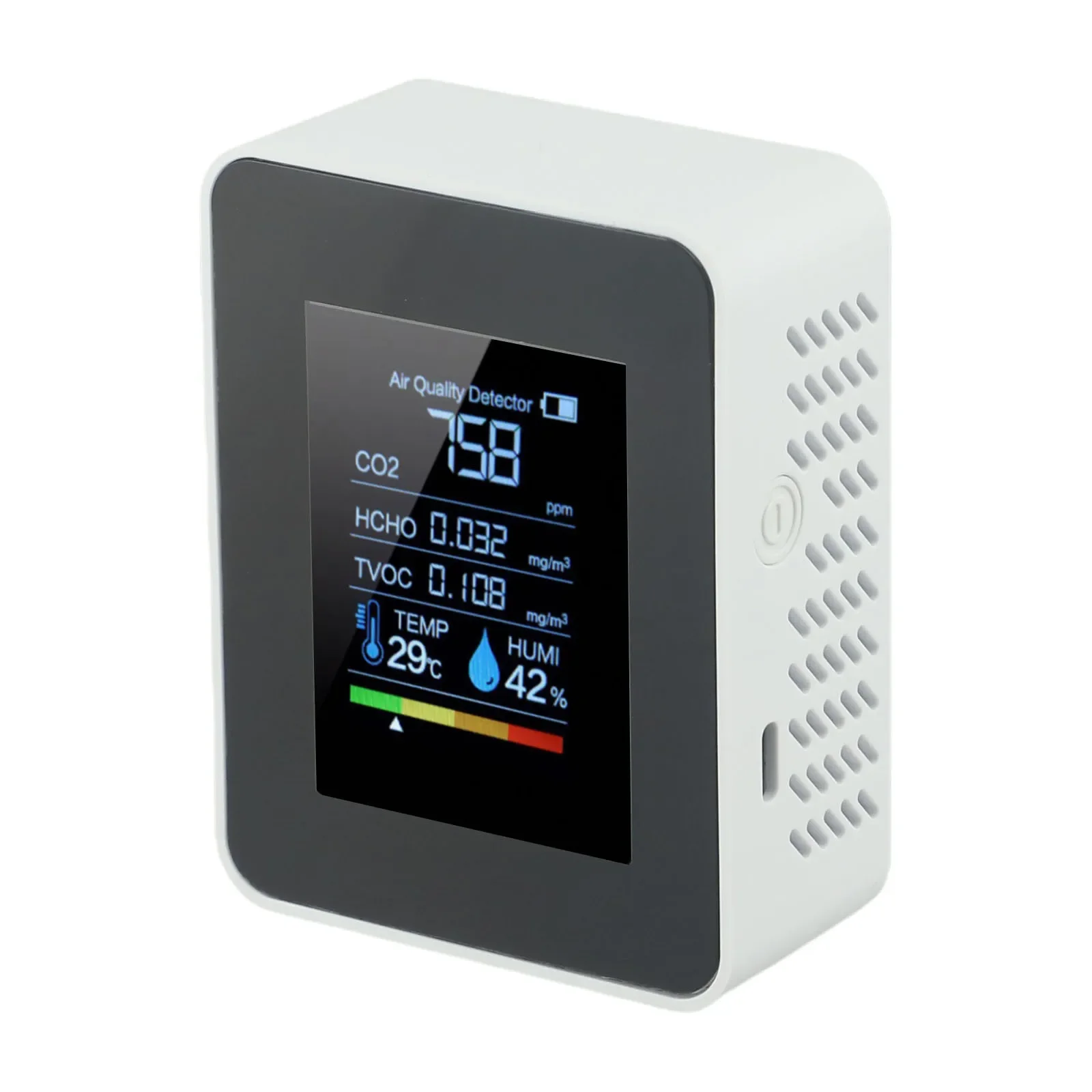 5 In1 Air Quality Monitor Indoor Carbon Dioxide Detector Formaldehyde HCHO TVOC CO2- Tester LCD Temperature Humidity Tester