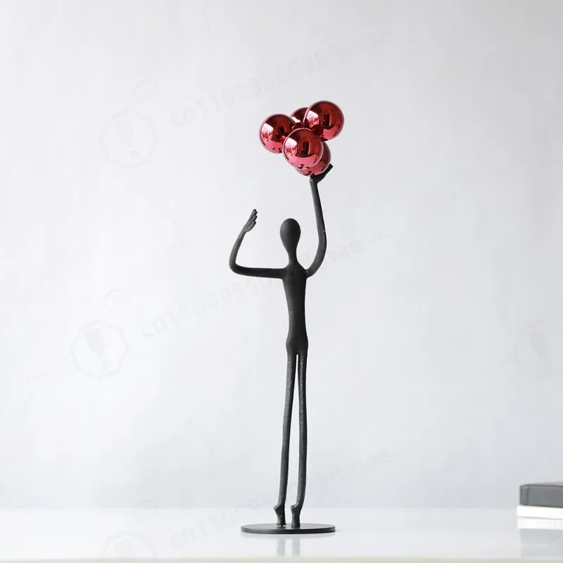 black-cast-iron-human-sculpture-holding-sphere-table-display-ornament