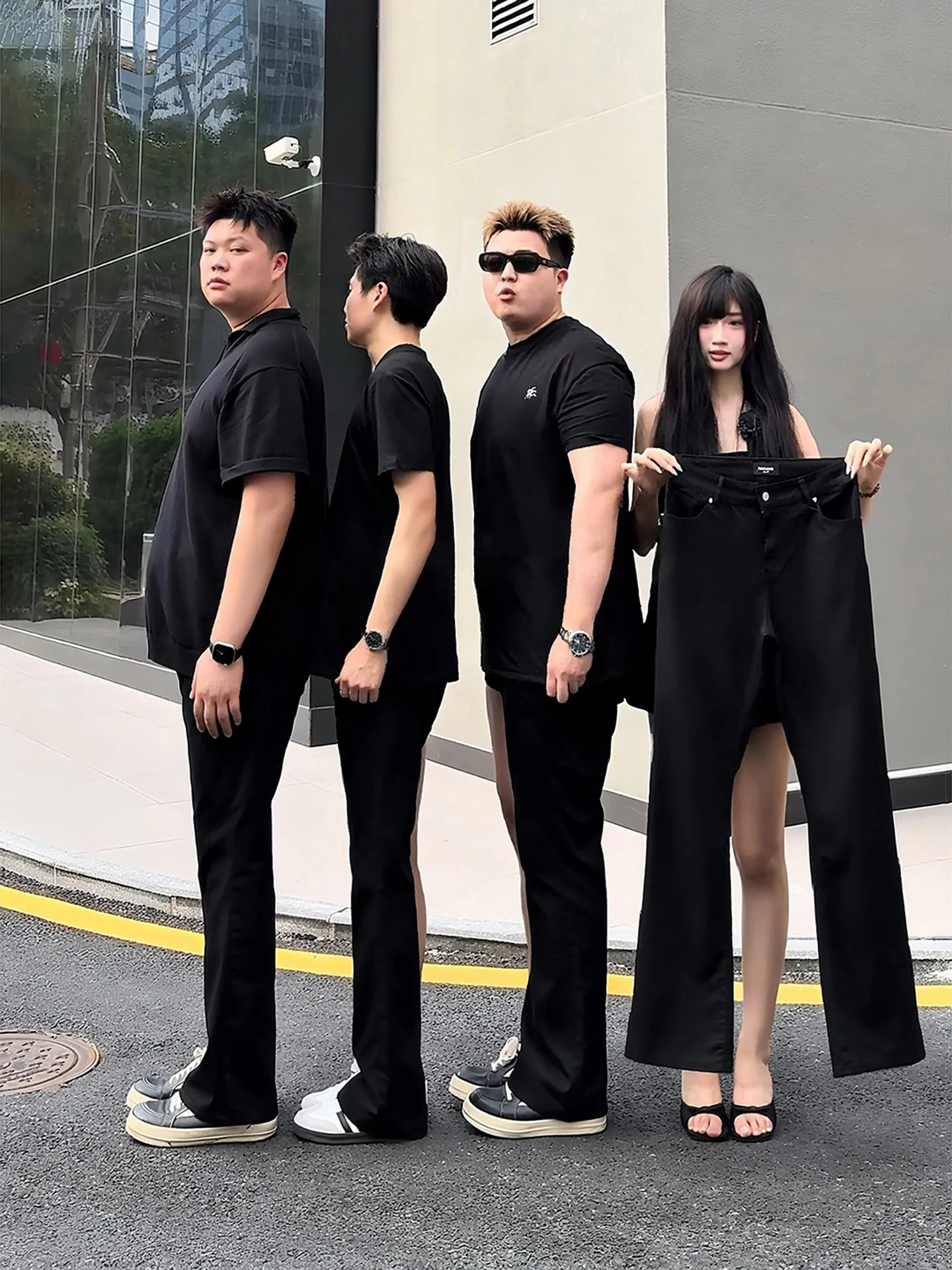 

GSS Laboratory 517 Men's Slim Fit Straight Leg Jeans High Waist Cotton Stretch Denim Micro Flared Trousers American High Stre...