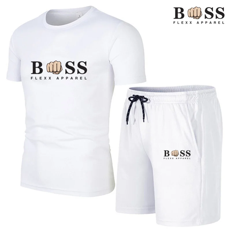 Camiseta e shorts de manga curta masculina, conjunto de moda fitness, roupa esportiva de secagem rápida, casual, novo, 2 peças, 2024