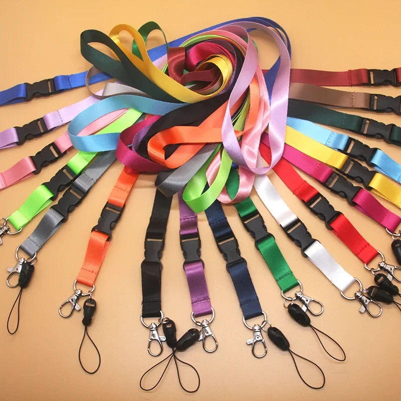 50pcs Free Custom colorful Logo Safety Hanging Neck Lanyard Keychain Straps for Phone Strap ID Card Badge Holder Rope 2cm Width