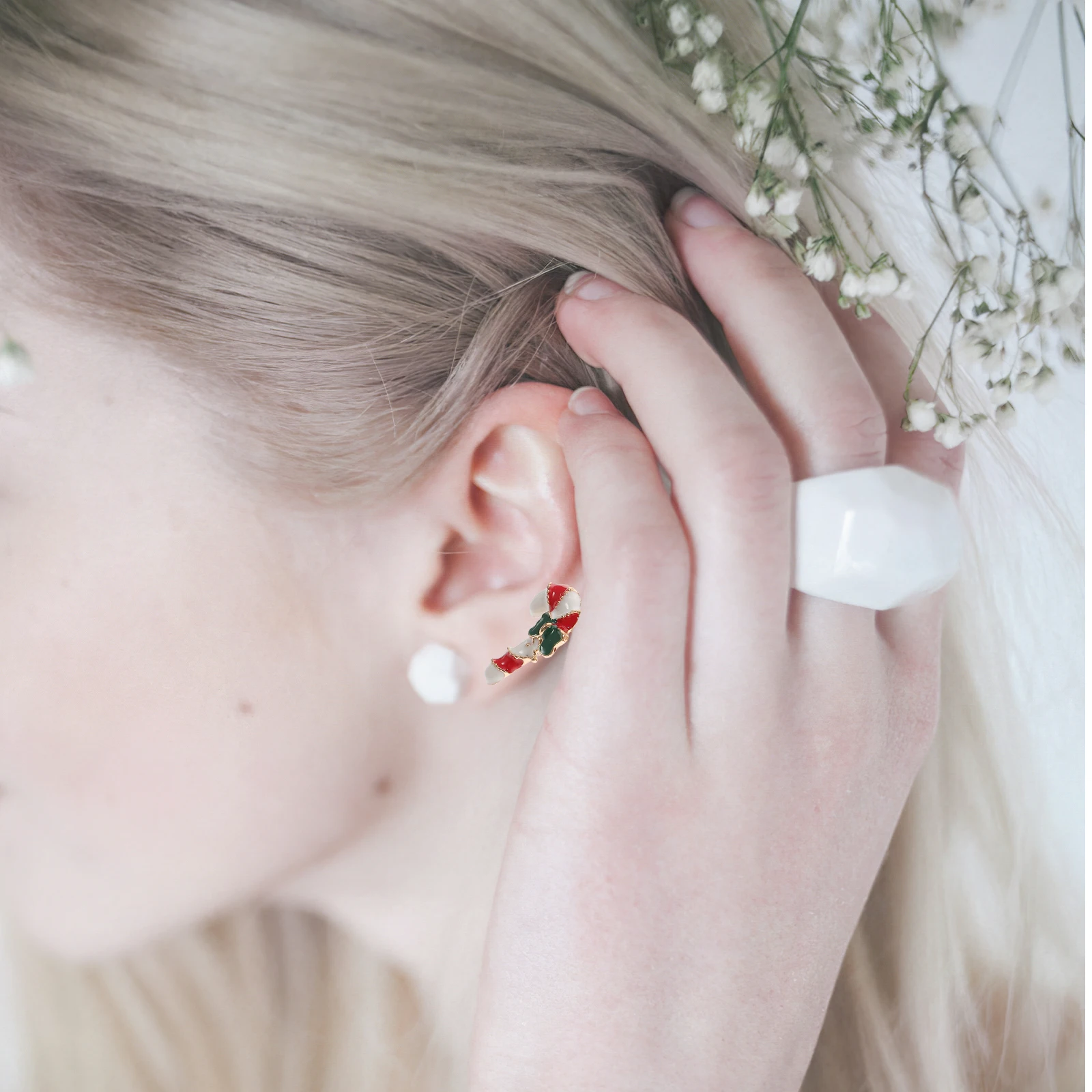 

6 Pcs Christmas Earrings Snowman Cuff Festive Rhinestones Alloy Bridesmaid Decor Fashion Party Accessories Gift