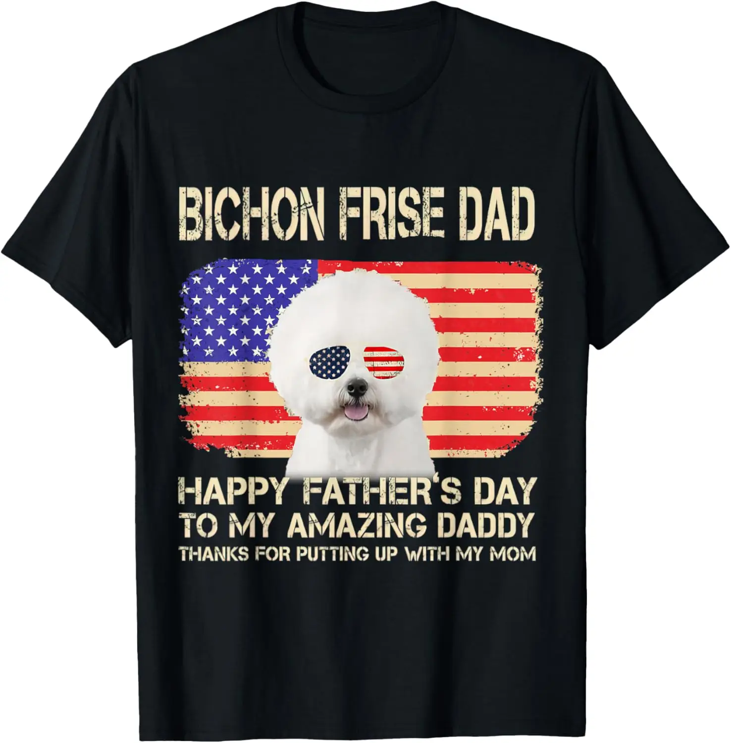 

Футболка Bichon Frise Dad Happy Fathers Day To My Amazing Daddy Dog, удобная хлопковая футболка