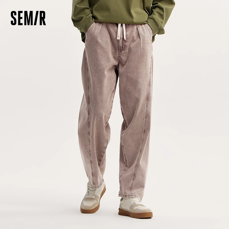 

Semir Jeans Men 2024 Autumn New American Retro Washed Loose Tapered Long Pants Personalized Vintage Pants