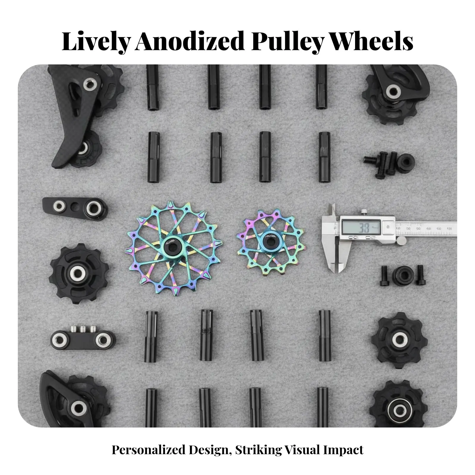 

Комплект из 2 керамических направляющих роликов для заднего переключателя, обработанных на ЧПУ, 12T/16T, легкие