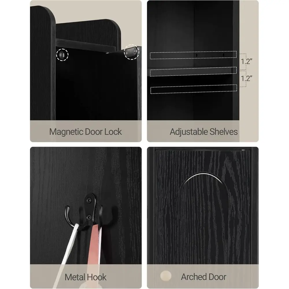 Высокий черный отдельно стоящий шкаф для ванной комнаты с регулируемыми полками, 7,9D x 7,9 Ш x 70,9H