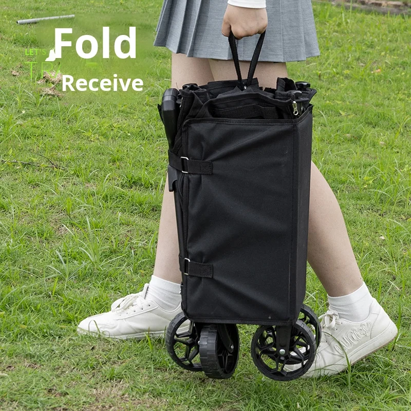 Customizable Heavy-Duty Collapsible Folding Wagon with Adjustable Handle Universal Wheels for Outdoor Camping Garden Cart Use