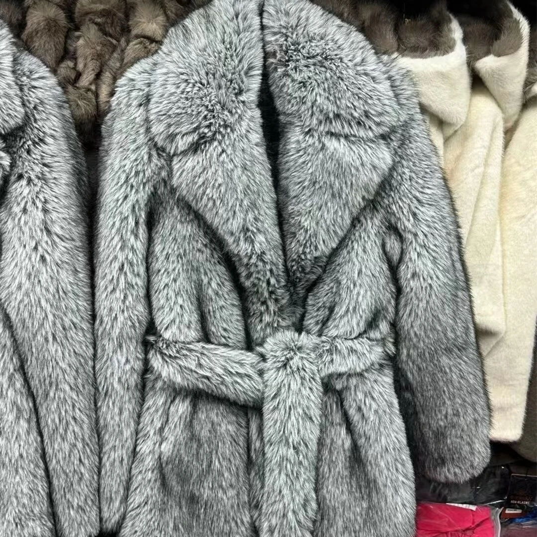 HOOOFUR New Silver Fox Fur Faux Feather Underwear Women'S Fake Fur Coat Sexy Fur Skirt Styles Can Be Customized Plus size