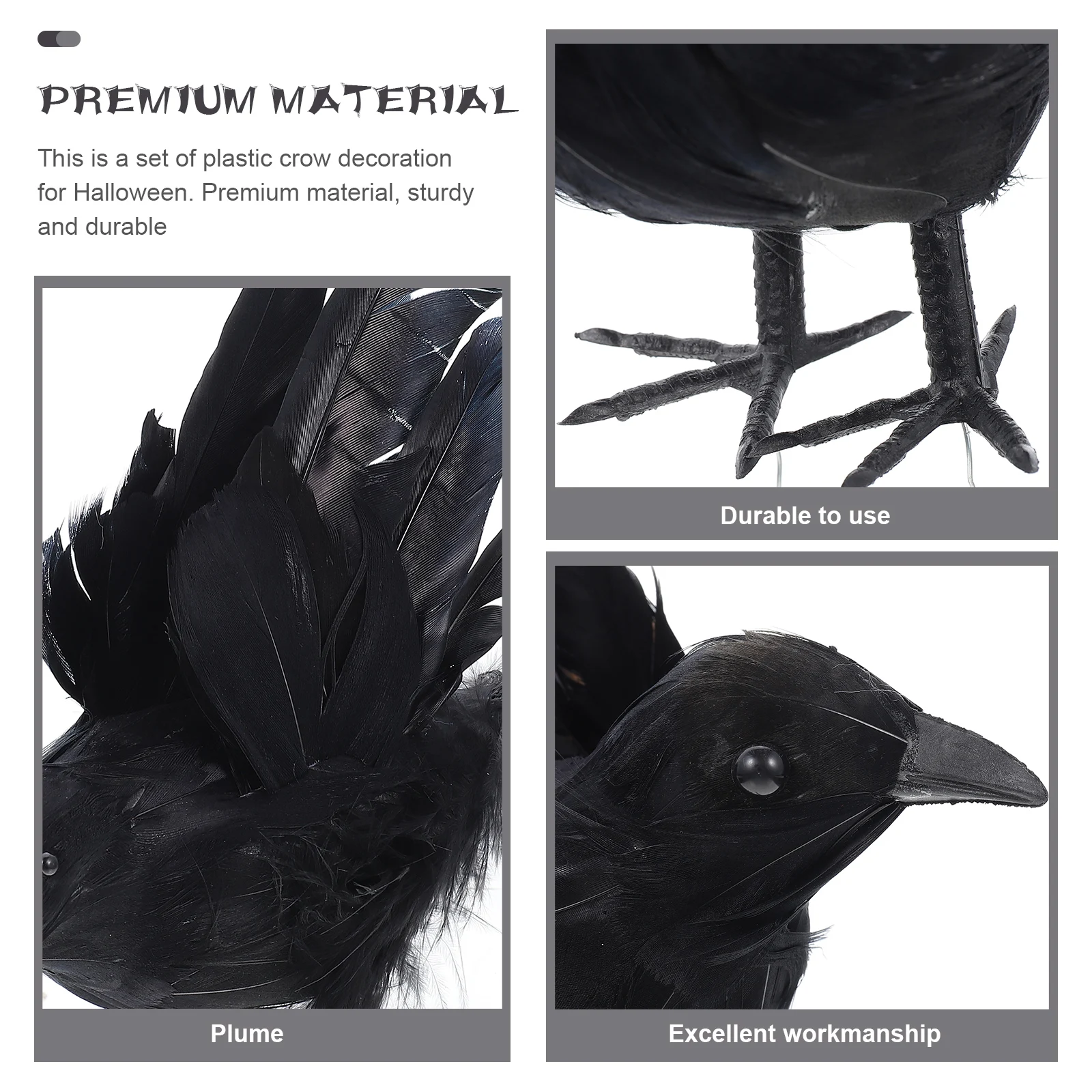 

6Pcs Simulation Crow Decor Halloween Scary Plastic Artificial Crows Party Decor Accessory