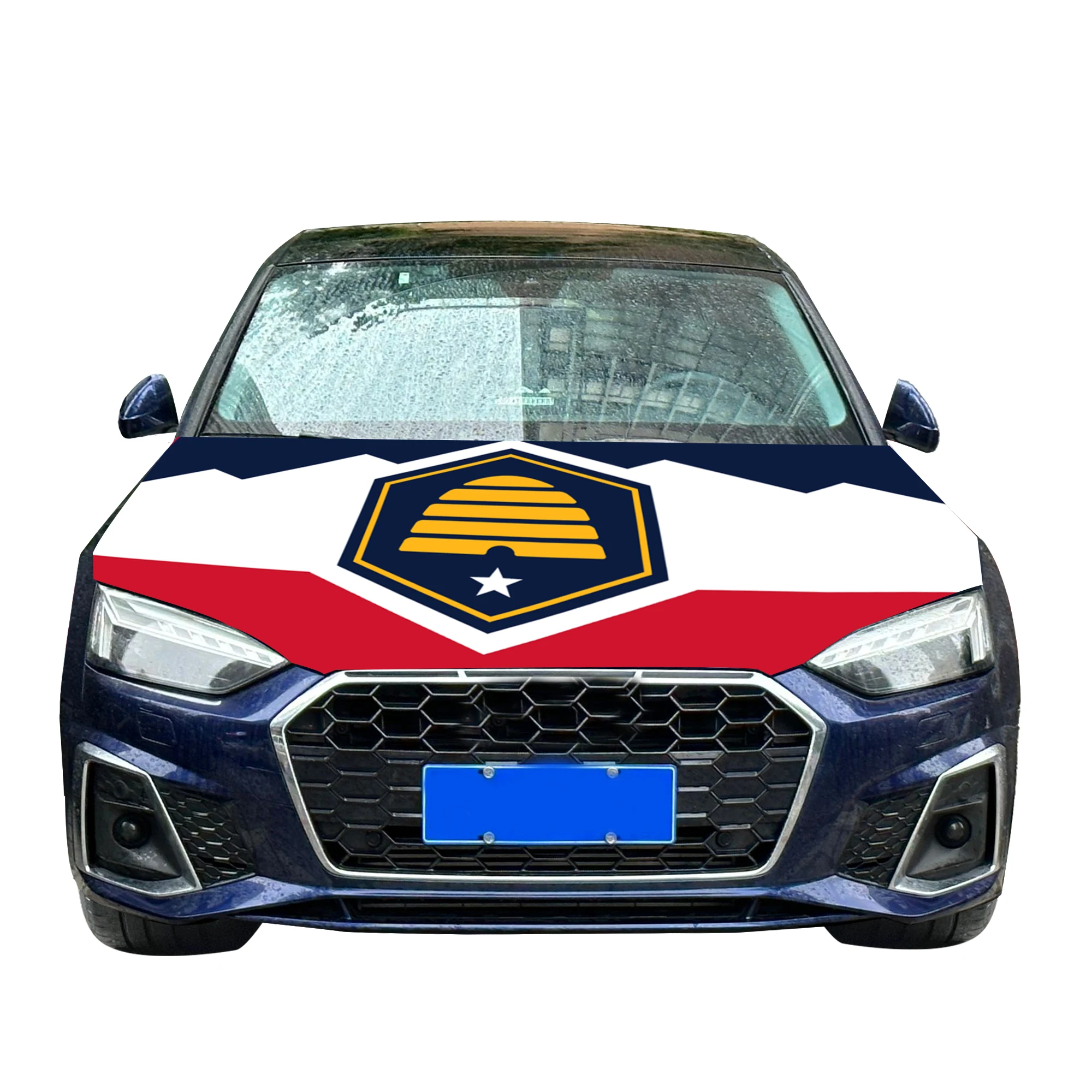 New Utah State Car Hood Cover Flag  Universal Size Elastic Polyester 120x150cm for Car Decor