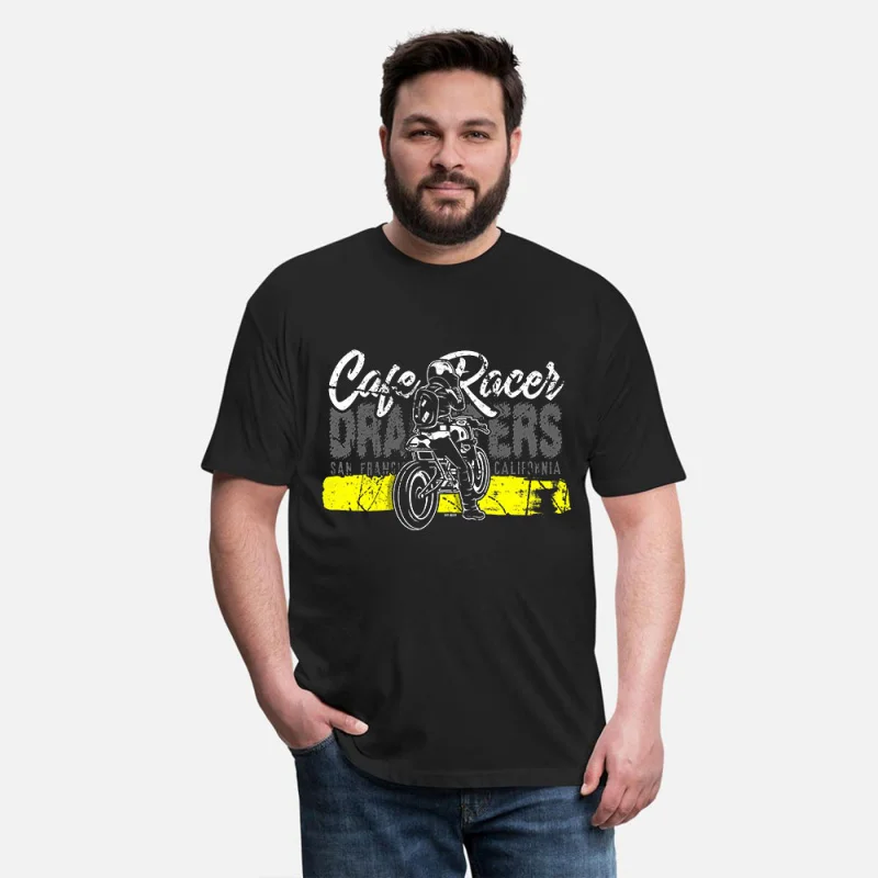 

0419 Vintage Custom Retro Cafe Racer Gift T-Shirt for Racing bikers 100% cotton printed Motorcycle Graphic clothes All size Tops