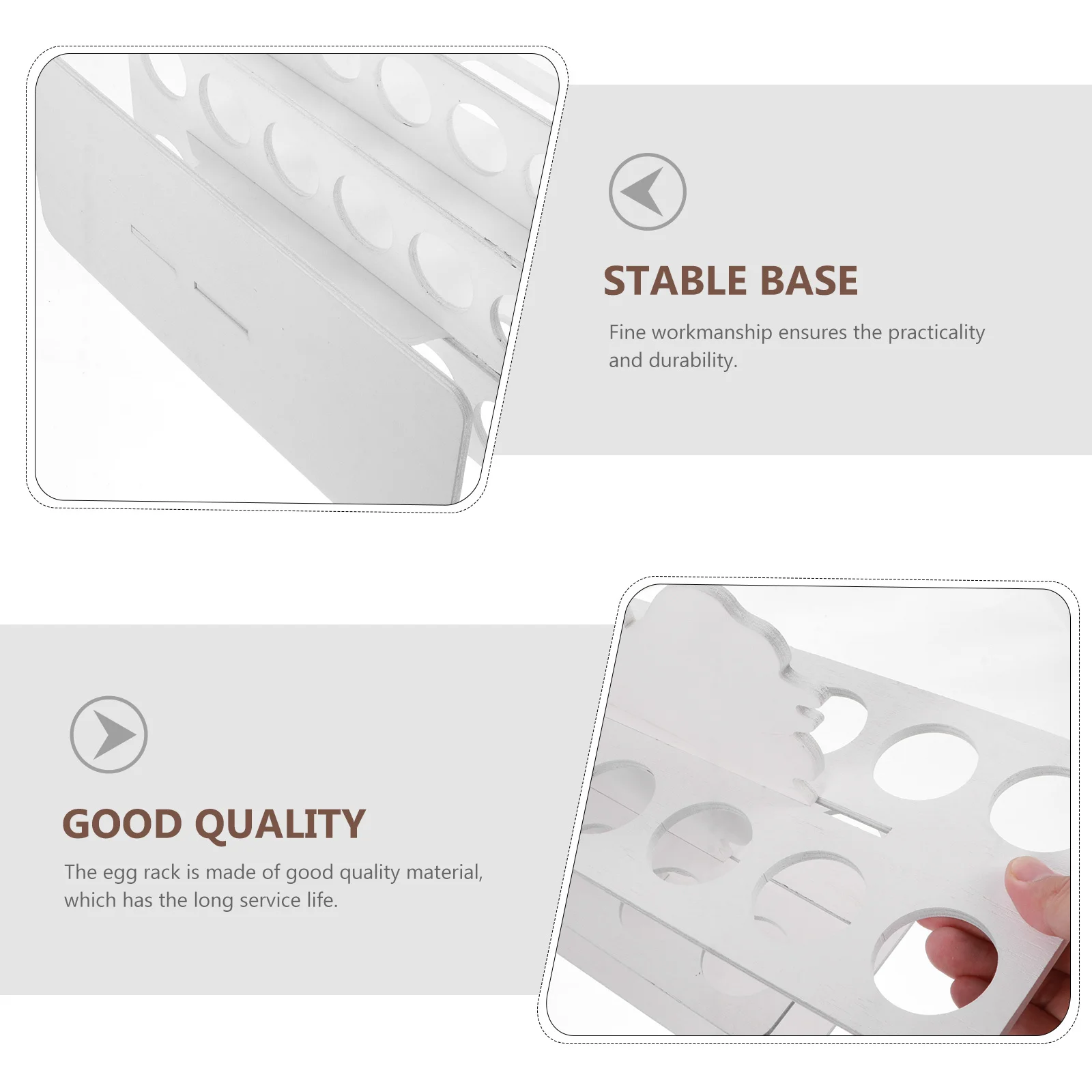 

1Pcs Wood Egg Storage Rack Kitchen Accessory Chicken Shaped Design Egg Holder Neatly Organize Eggs White Sturdy