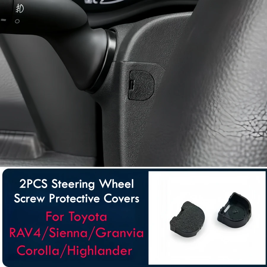 2 pçs capa protetora do parafuso do volante do carro para toyota rav4 sienna granvia corolla highlander 2021-2025 modificação interior
