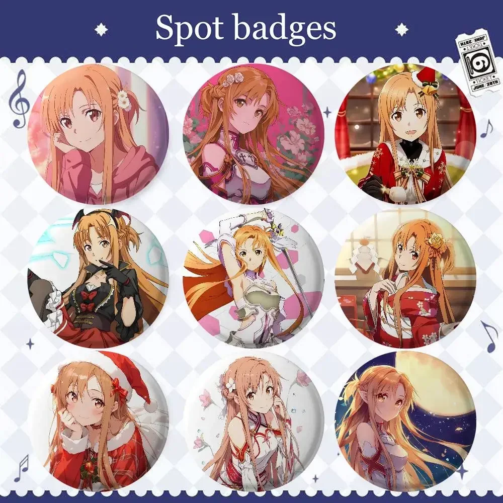 Anime Characters Cute Girl  Asuna Badges Button Round Creative Pin Brooch Badge Bag Decor Accessories Fans Collect Friends Gifts