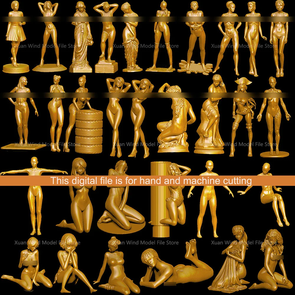 Women girl file set 3D carved figure sculpture 3d model for cnc machine in STL file format-human women body“CNC file