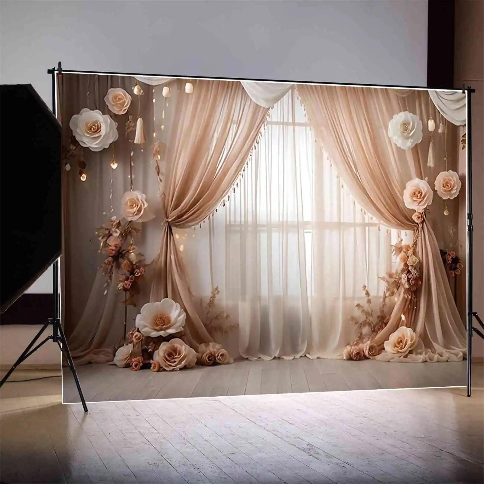 Богемный белый фон для дня рождения MOON.QG, драпированные тканевые фоны для стен с цветочным рисунком для девочек, Оригинальное оформление