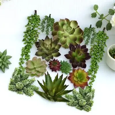 

14pcs Lifelike Succulent Plants Artificial Flowers Creative Fake Potted Decor For Kids Mini Garden Landscape