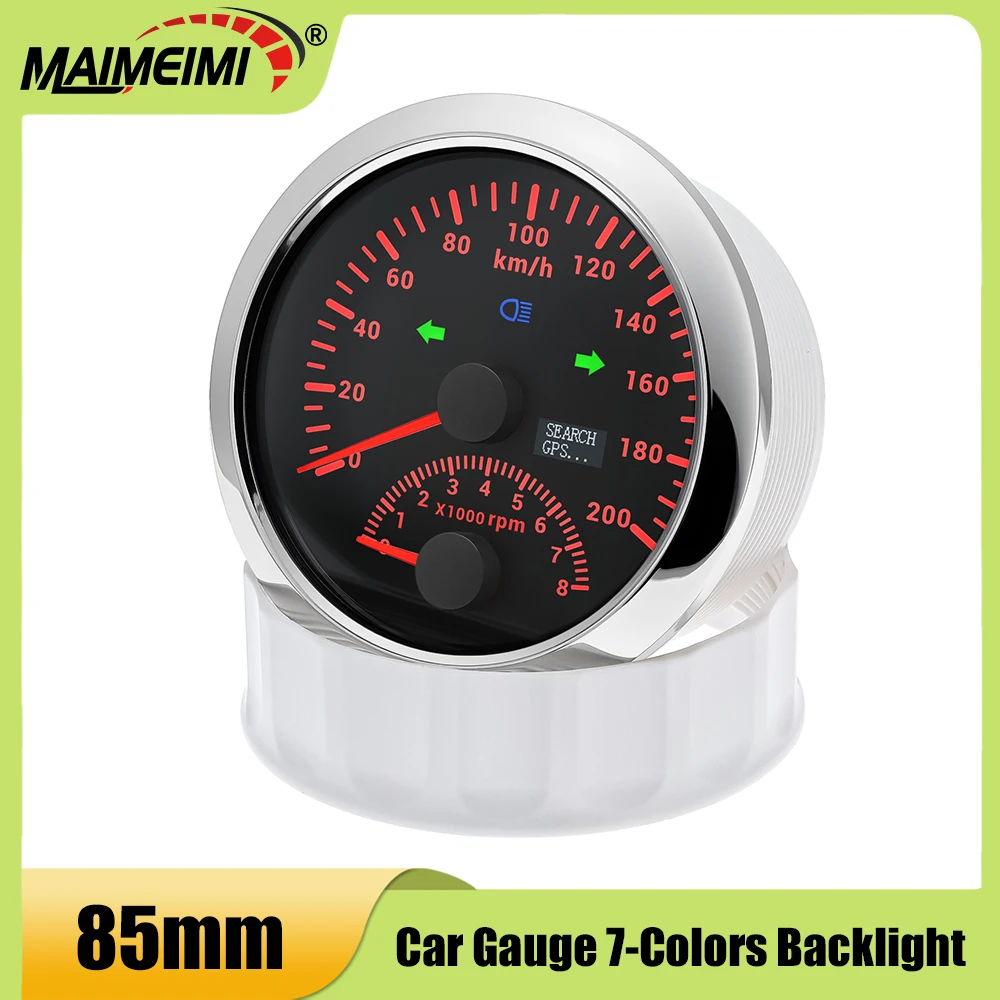 

Универсальный цифровой спидометр 85 мм для автомобиля, грузовика, лодки, 200 км/ч, 120 миль/ч, 200 миль/ч, 2-в-1, с GPS и тахометром 8000 об/мин