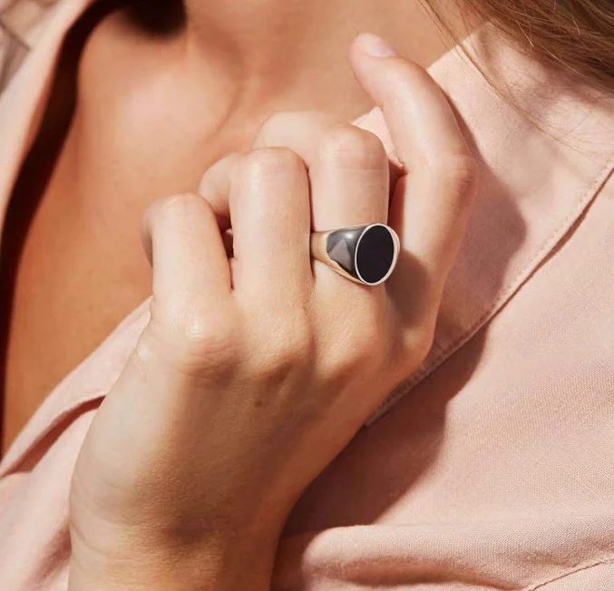 Joolim Jewelry High End PVD Wholesale Tarnish Free Elegant Fashion Oval Shell Stainless Steel Ring for Women