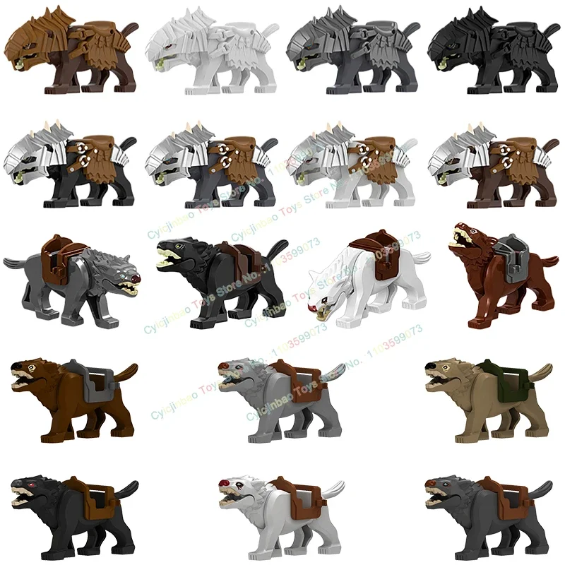 N840 N841 N842 MOC Wolf Models Black White Grey Medieval Mounts Building Blocks Boys Girls Toy Christmas Creative Decor Gifts