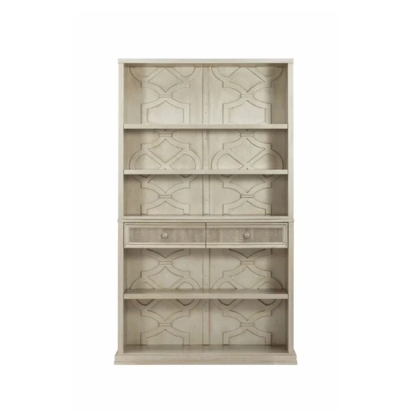 North American art retro old bookcase, French engraving display cabinet, champagne color Mori storage