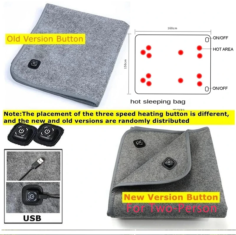 12 Areas USB Electric Mat Plush Electric Blanket Heating Pad Heater Camping Mattress Heated Mat Thermal Pad Heating Sleeping Pad