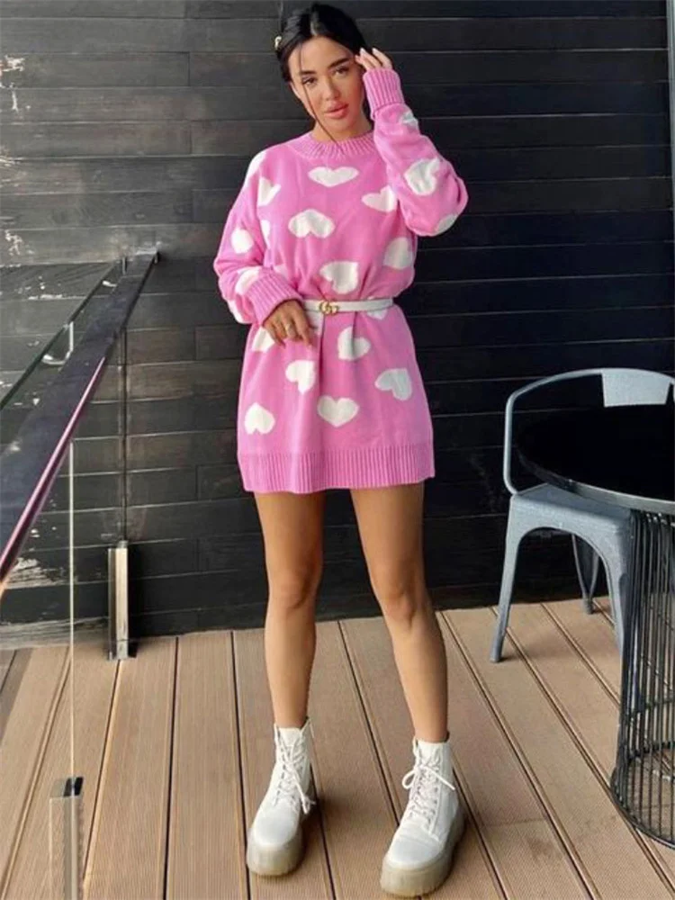 فستان قصير غير رسمي مطبوع من Tossy فستان نسائي فضفاض مضلع بأكمام طويلة فستان ملابس خروج للنساء فستان تريكو