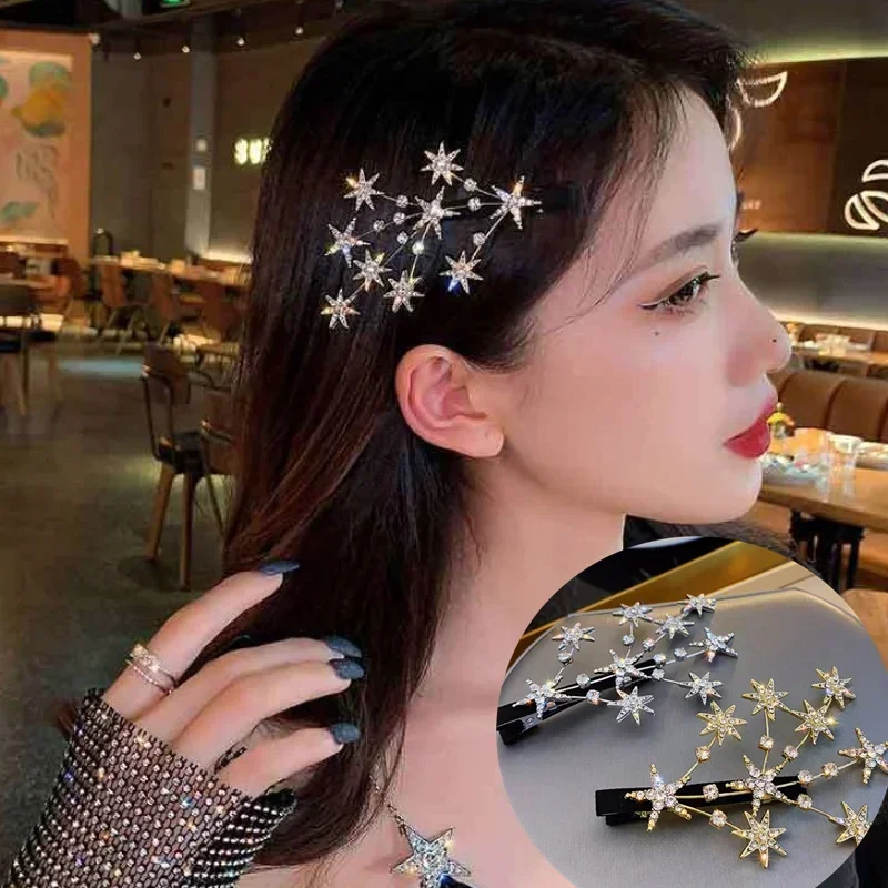 Women Hair Clip Buling Star Rhinestone Girls Hair Accessories Hairpins Fashion Jewelry Headwear Butterfly Hair Clips Female