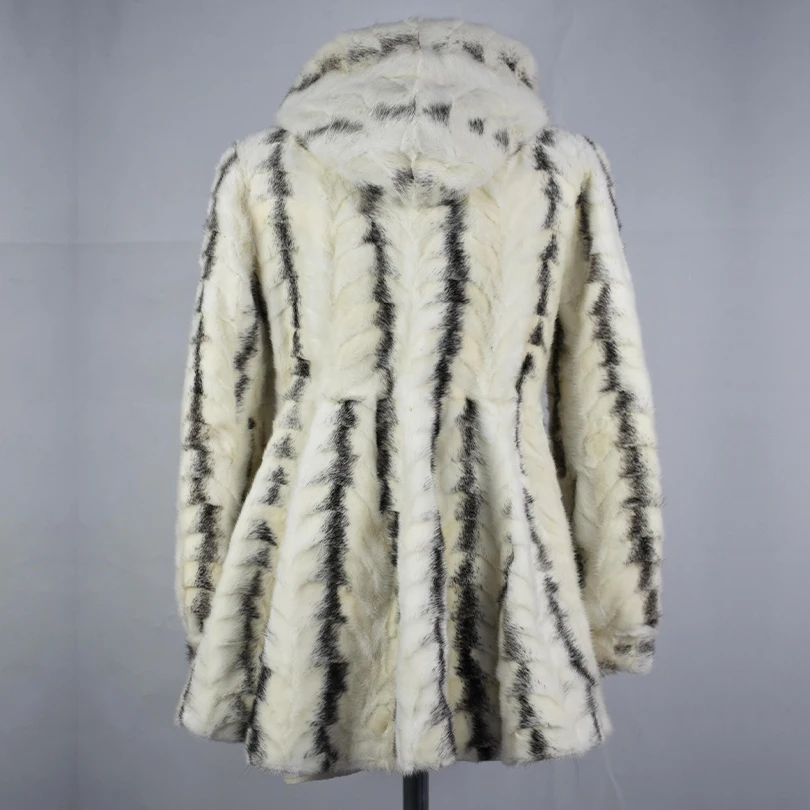 Real Mink Fur Coatสําหรับผู้หญิง,Hooded Jacket,เสื้อลายธรรมชาติ,หนาและWarm,สไตล์Street,คุณภาพสูง,2023 ใหม่