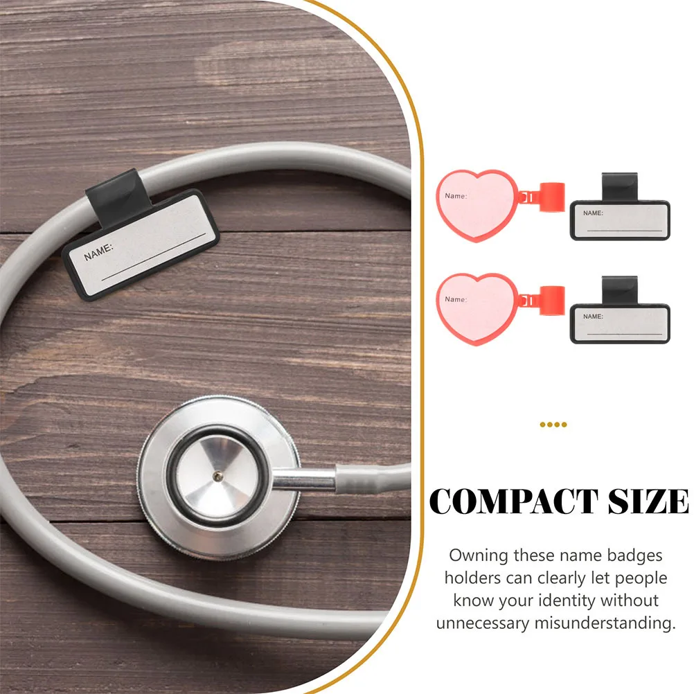 

4Pcs Stethoscope Id Tags Personalized Name Cards Material Open Clasp Design Convenient Use Storage Stethoscope Name Tag